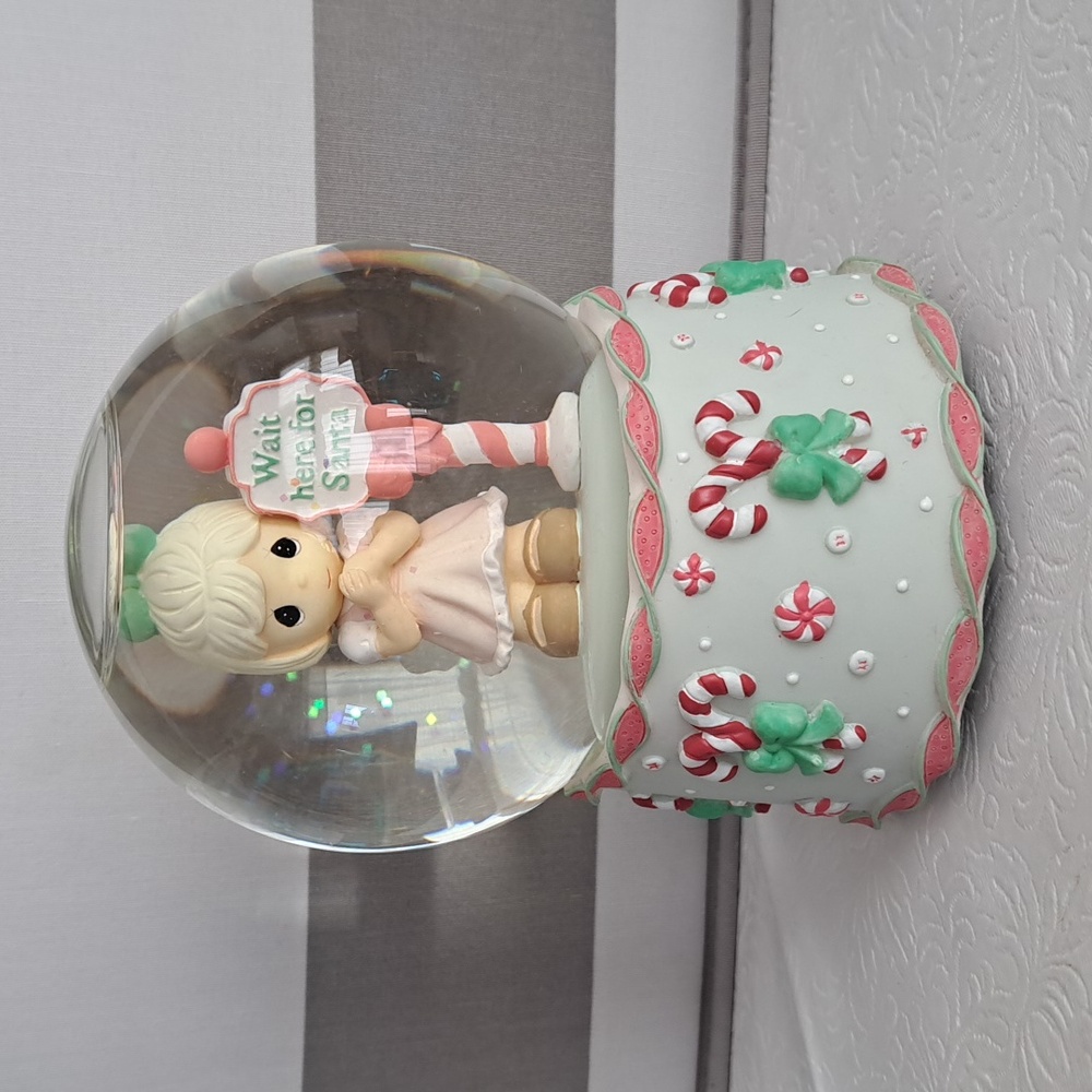 Precious Moments Wait Here For Santa Snowglobe